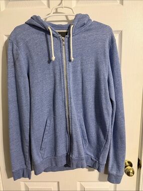 H&M Mens Heather Light Blue Full Zip Hoodie